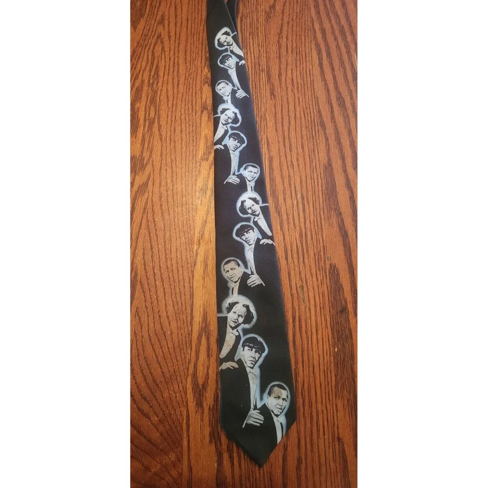 Ralph Marlin Tie Necktie Men's One Size Black Vintage The Three Stooges USA Made